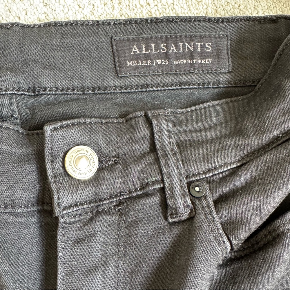 SOLD Allsaints Miller Size Me Stretch Mid-Rise Skinny Denim Black Jeans - Picture 5 of 13